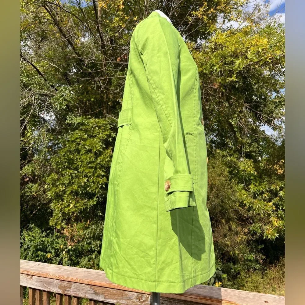 Old Navy Lime Green Button Down Trench Coat Size Medium